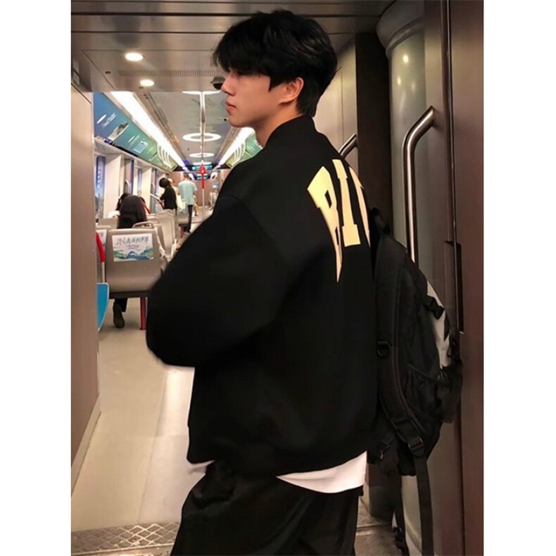 高街字母刺绣棒球服外套男春秋潮牌痞帅黑色飞行夹克JM414,男装夹克,星座1116A（原606A-3）