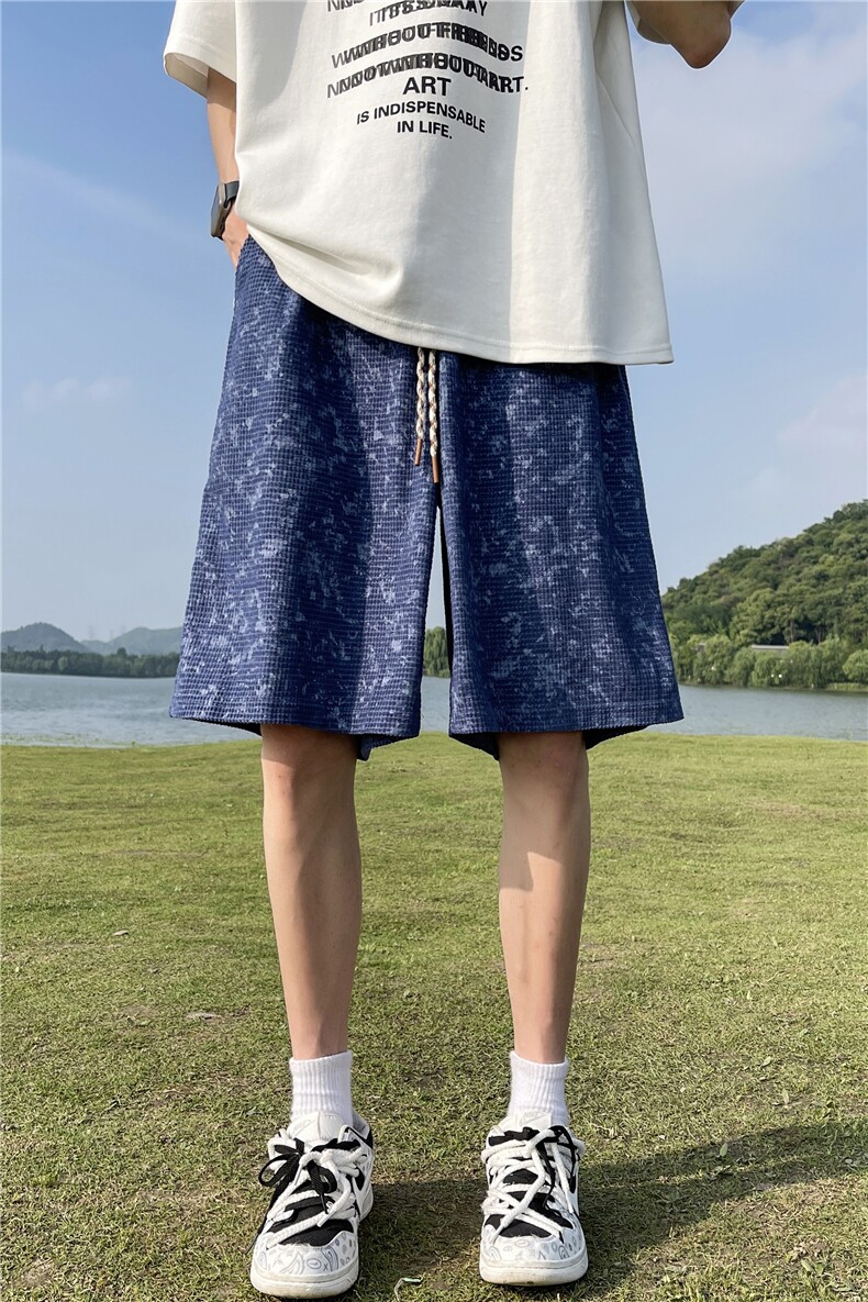 供视频~可二开扎染短裤男夏季五分裤K838特P30控55,男装牛仔裤,电商A309
