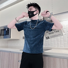 半高领打底衫男短袖T恤修身满天星烫钻社会小伙301C-DT75-P48控68，男装T恤，星座301C（原B323）