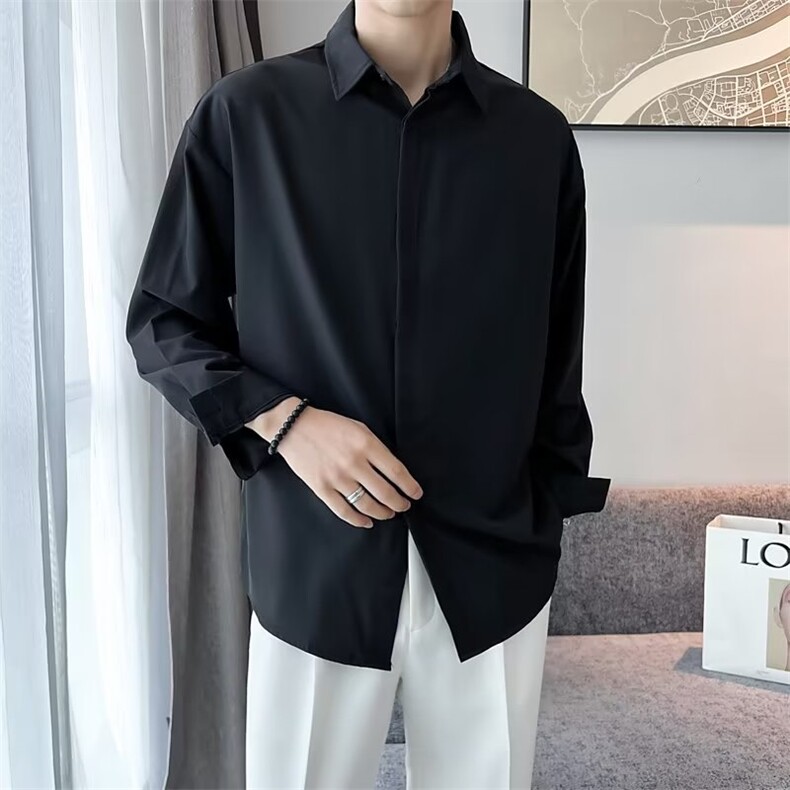 青春流行春季百搭纯色长袖新款日常气质日系男衬衫XC08P28,男装衬衫,星座1116-2