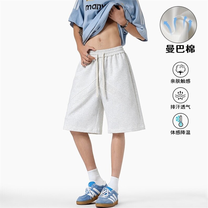 特批P30无差价夏季休闲百搭曼巴棉拼接重磅大码五分短裤男DK5880,男装牛仔裤,电商A001-1