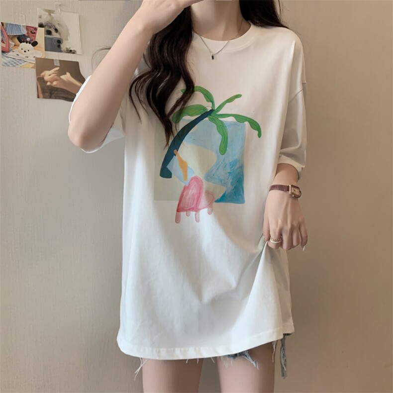 T0663-P25小清新椰树沙滩夏日专享纯棉印花短袖宽松大码百搭上衣,男装T恤,星座617A-2
