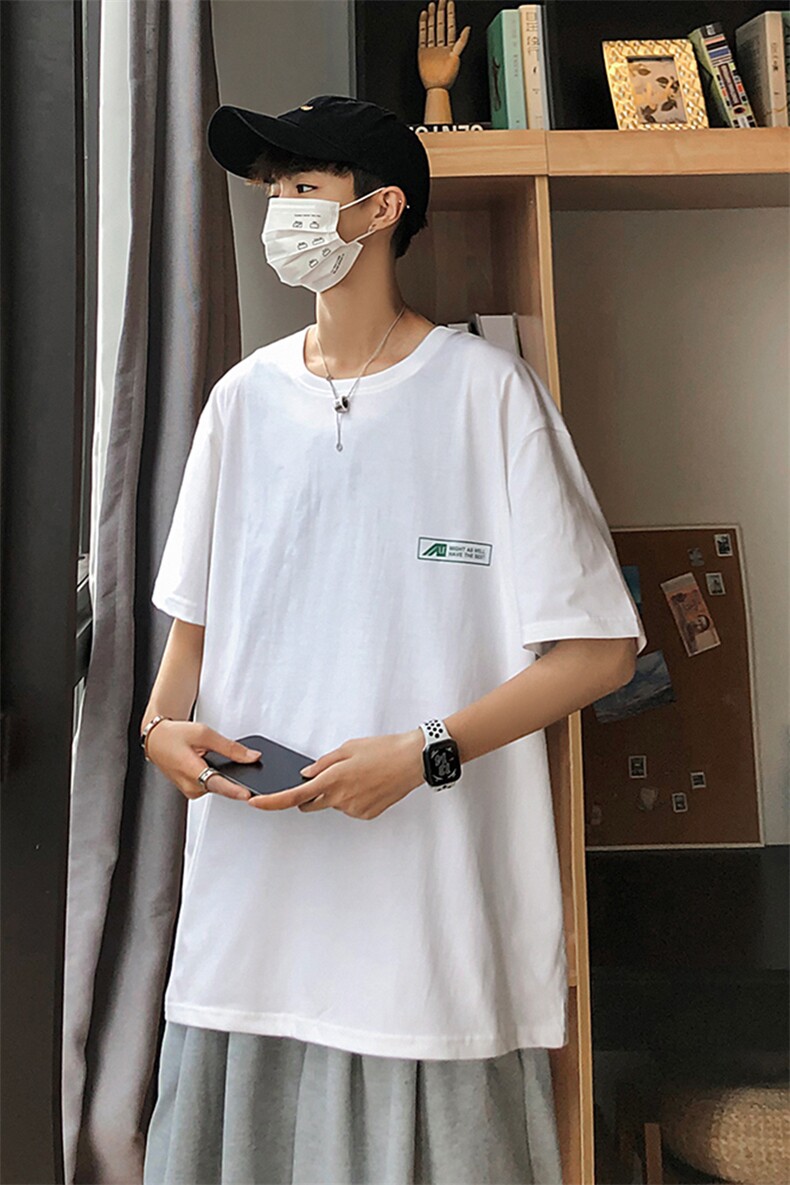 夏季新款港风条纹T恤宽松落肩T恤（现货）DS-C407-T233-P30,男装T恤,电商C323-1