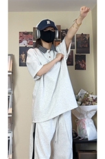 假两件格子拼接T恤夏季美式潮牌短袖POLO衫翻领上衣T3640-特价P29，男装T恤，电商A007