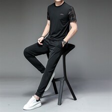 运动套装男秋冬季长袖套装男休闲长裤两件套弹力速干透气宽松，男装休闲套装，电商B212（原钱塘6029）