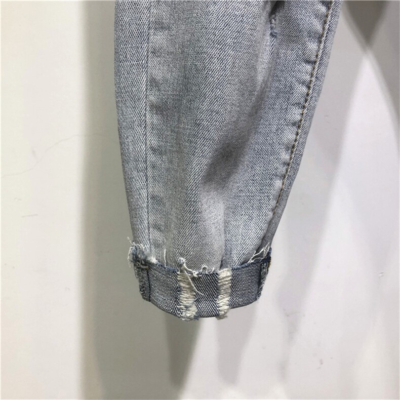 秋季新品高街复古大破洞弹力修身小脚切边牛仔裤1130-P85长期款,男装牛仔裤,电商B230