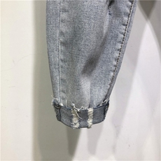 秋季新品高街复古大破洞弹力修身小脚切边牛仔裤1130-P85长期款，男装牛仔裤，电商B230