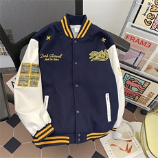 2025新款棒球服外套宽松设计感夹克男女情侣班服现货W8612-P57，男装夹克，星座512-4