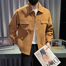 社会小伙秋装新款男时尚工装夹克男店主外套JK82-P78控128米白，男装夹克，星座301B-1