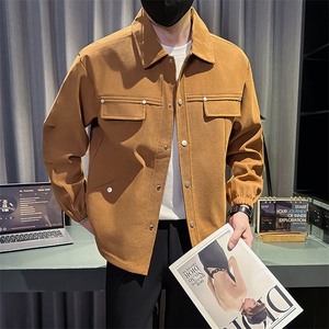 社会小伙秋装新款男时尚工装夹克男店主外套JK82-P78 控128 米白图片