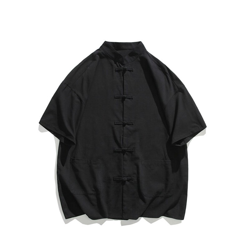新中式盘扣夏季复古大码休闲男半袖短袖衬衫DC2181-P37【特价】,男装T恤,电商A007