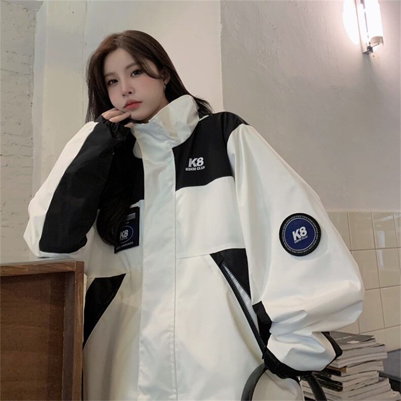 A410-P88 白色冲锋衣外套秋季薄款固色双层男女上衣港风外套图片