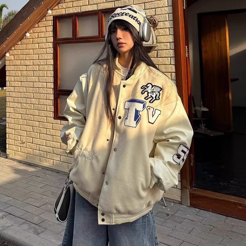 2025春秋季新款青少年男女生宽松夹克美式刺绣棒球服外套上衣潮流,女装短外套,星座218-8