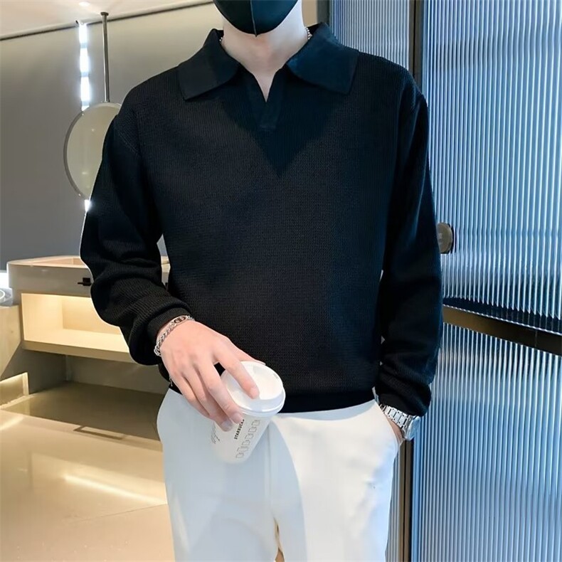 2024秋季男士针织POLO衫拉链翻领毛衣宽松潮流青年线衣外套M811,男装针织衫/毛衣,星座1116A-2（原606A-1）