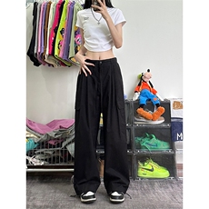 美式高街阔腿多口袋工装裤百搭宽松休闲裤子女XZ211-1-K2338-P60，男装工装外套，星座211-1