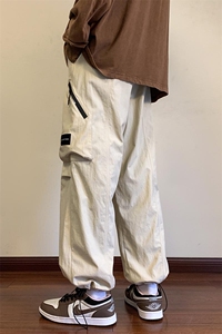 KP802 P55港风工装休闲裤男宽松直筒束脚伞兵裤图片