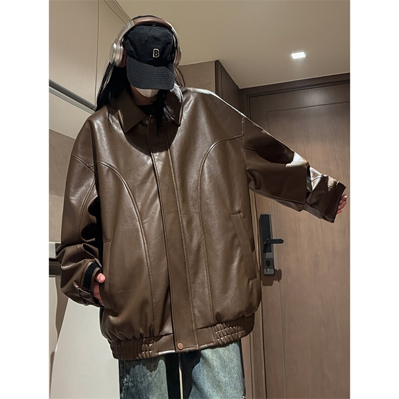 【直播】春季新款皮衣女外套宽松皮夹克C2318-TP90控价138,男装夹克,电商A102-1