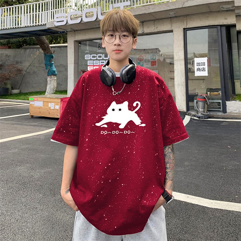 量大优供抖音视频支持得物配合二开美式满天星亮片短袖T恤MTX566,男装T恤,电商A486