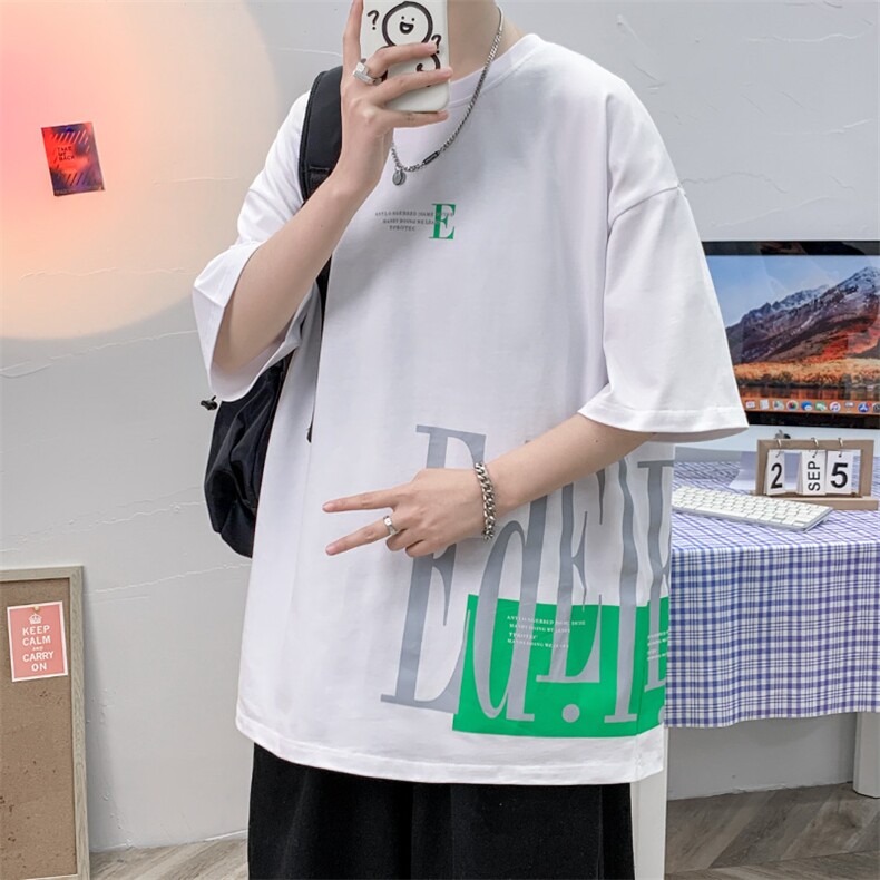 夏装学生纯印花短袖T恤2023时尚潮流半袖男女1588-P38控价58,男装T恤,电商A441-1