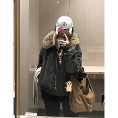 现货重磅boxy短款棉衣座山雕大毛毛领男女棉服水洗工装厚外套，男装棉衣，电商A486-1