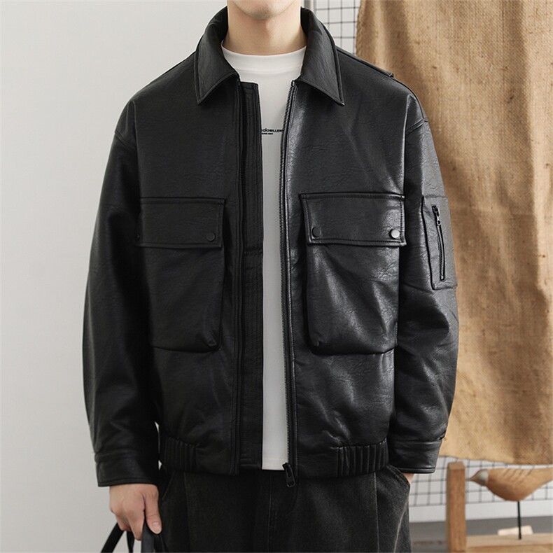 高定纳帕纹90鸭绒加厚皮衣羽绒服男士2025冬季新款羽绒外套,男装皮衣,星座914
