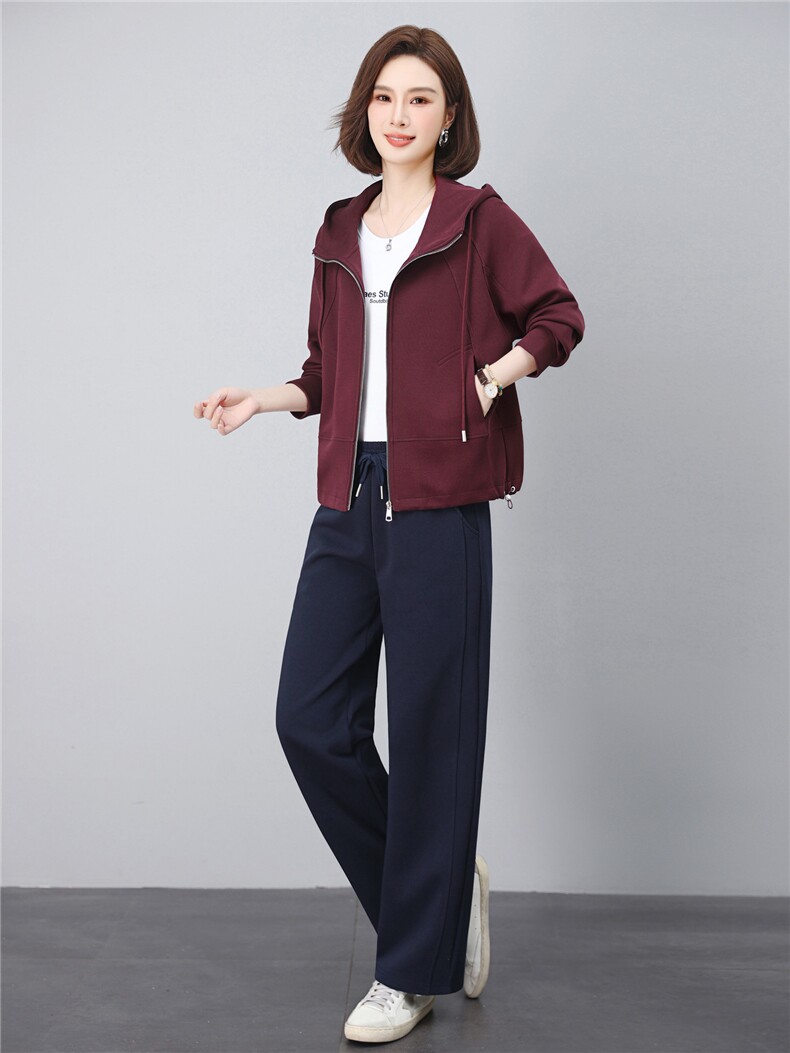 长期有货休闲运动套装女2026春装新款韩版时尚开衫连帽卫衣两件套,女装套装/套裙,璐依舞