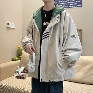 春季连帽男街头假两件夹克港风日系潮流情侣棒球服外套 W2571-P56图片
