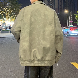 美式复古翻领皮衣外套男美拉德高级感麂皮绒情侣夹克A02518-P85图片