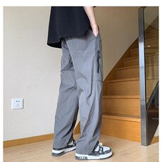 夏男士百搭运动新款潮牌美式宽松直筒系带亮面休闲长裤KA193-P37，男装休闲裤，星座208-5
