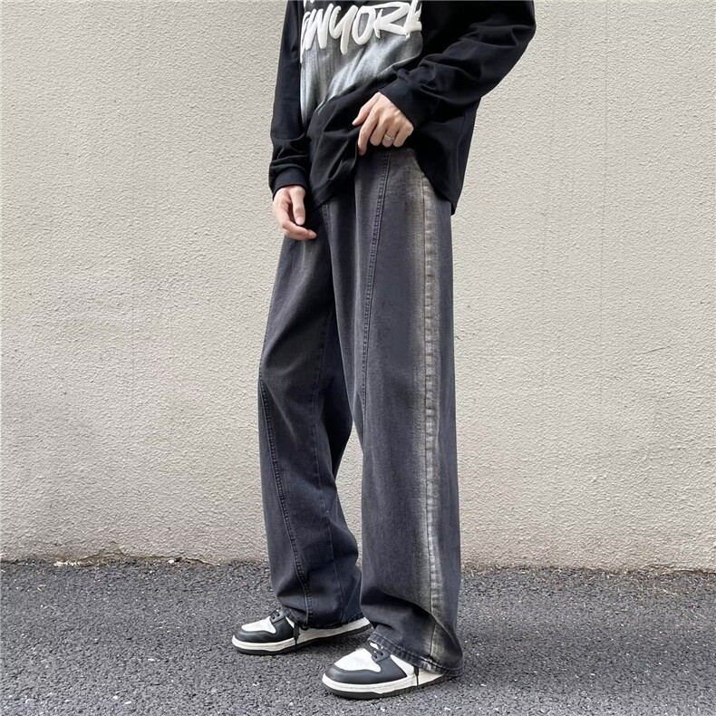 美式高街复古牛仔裤男ins潮牌宽松喇叭阔腿拖地长裤子NK828-p40,男装牛仔裤,星座1008-2