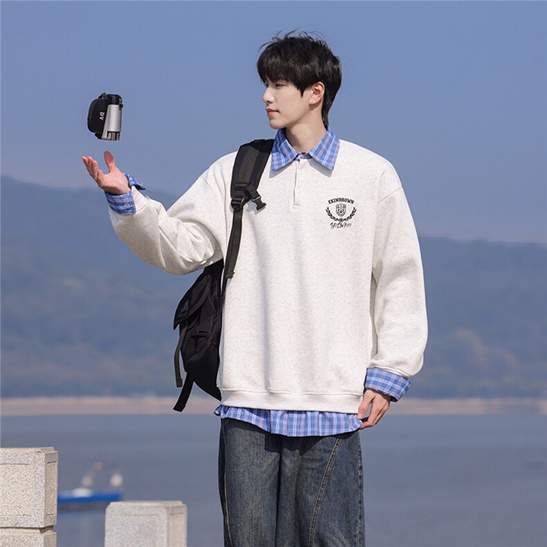 假两件大码M-5XL卫衣表面棉底部聚酯纤维78074P59控88，男装卫衣，星座227-7