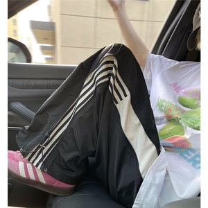 侧拉链撞色伞兵裤 多巴胺休闲裤尼龙速干裤0 XZ502-K754-P65控89图片