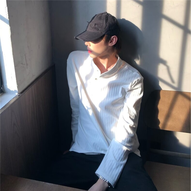 2817-P53亨利领cleanfit肌理感长袖T恤男款春秋高级感叠穿内搭,男装T恤,电商B323A