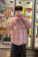 8XL-M小狗格子衬衫男长袖2025春情侣款寸衣宽松衬衣CS519P58控78，男装衬衫，电商D206-1