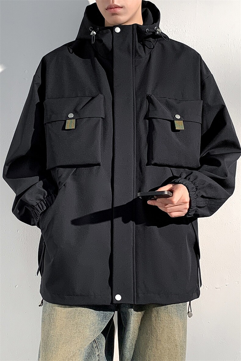 休闲拉链夹克情侣冲锋衣防风衣连帽外套JK451p75,男装夹克,电商D315
