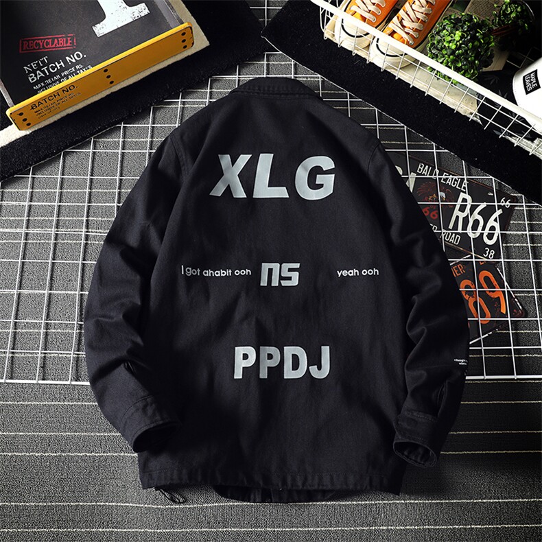 2021春秋季新日系网格风大码潮男印花翻领工装夹克外套J965-P85,男装夹克,电商A001