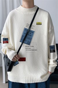 ！2023秋冬新款男士潮牌半高领毛衣百搭潮流针织衫M616P50图片