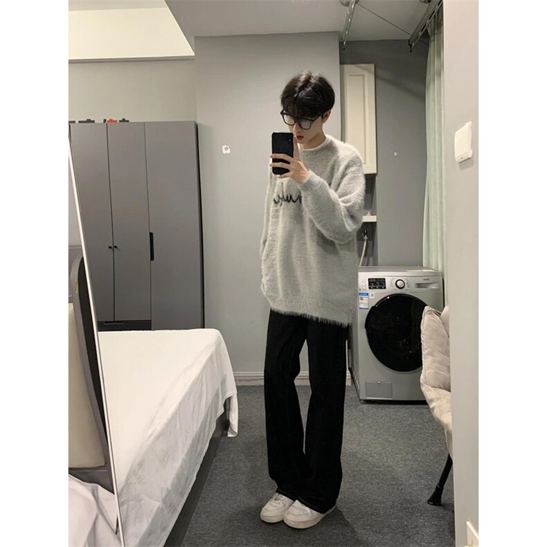 海马毛毛衣基础简约标语logo字母宽松情侣男女同款M5237,男装针织衫/毛衣,星座1116A（原606A-3）