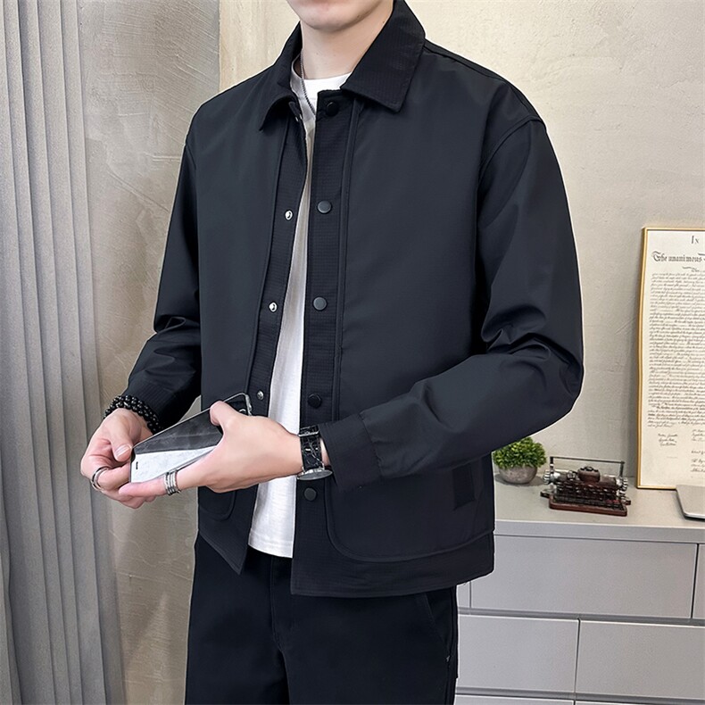 @店主-抖音男士高端针织拼接假两件工装夹克外套505-P100,男装夹克,电商D246