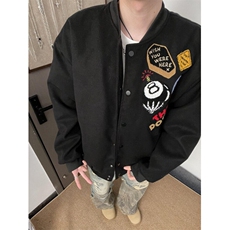 冬季美式高街男女夹克桌球刺绣装宽松棒球服棉衣潮牌外套JM309，男装棉衣，星座1116A（原606A-3）