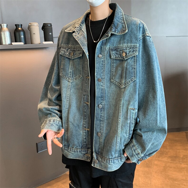 做旧牛仔外套男春秋宽松2024水洗工装长袖夹克外套潮JK08825-P63图片