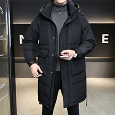 8813-M-3XL-P235标50绒店主风冬男士休闲连帽中长款印花羽绒服，男装羽绒服，电商B255