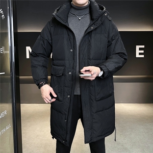 8813-M-3XL-P235标50绒店主风冬男士休闲连帽中长款印花羽绒服图片