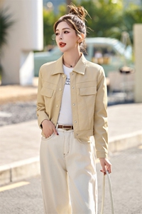 主推小个子短皮衣外套25秋季新款洋气女士修身显瘦pu皮夹克机车服图片
