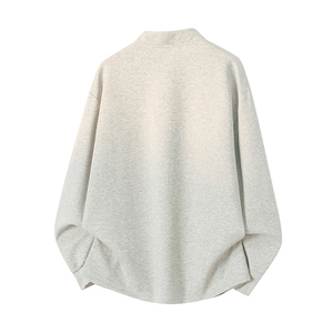 抖音得物品质美式高街重磅曼巴棉拼接cleanfit亨利领卫衣长袖T恤图片