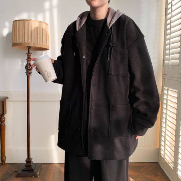 1506-1/M4241/P67新款翻领小众风衣韩系翻领宽松休闲外套中长款，男装风衣，星座1506-1