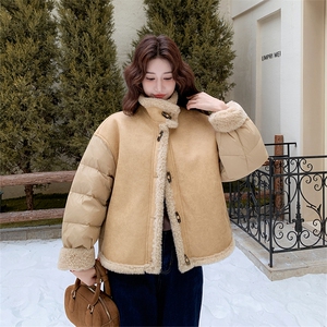 新款有货 奶呼呼羊羔毛拼接90羽绒服2C010-2577-P275-K418图片