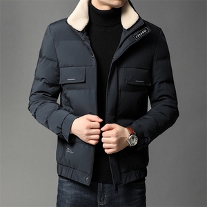 羽绒服男短款冬季毛领中年男爸爸防寒外套老人冬装HPN68802-P270图片
