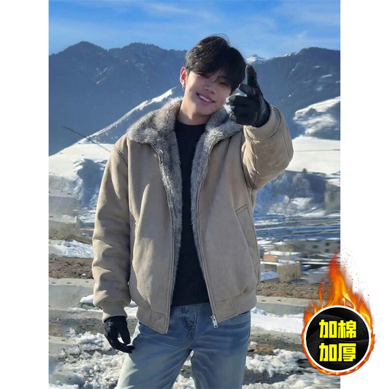 现货高品质美式高街重磅座山雕毛毛领pu皮棉衣男女加厚棉服冬外套，男装皮衣，电商A486-1