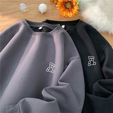 烫花大码330克重磅华棉复合圆领纯色休闲卫衣-W4272-P33【特价】，男装卫衣，电商A007